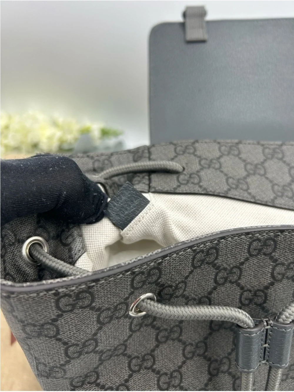 Gucci Gray GG Supreme Monogram Men’s Backpack